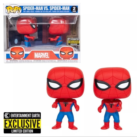 Spiderman Funko Pop Spider-man Vs. Spider-man 2 Pack Pop! Ent Earth Exlusive - Picture 9 of 9